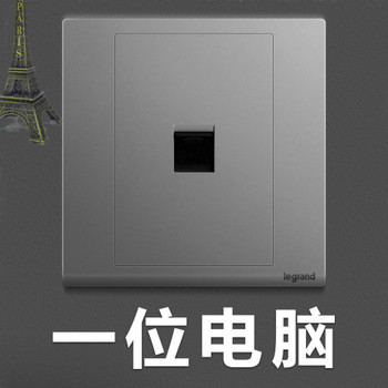 罗格朗开关 插座面板 朗淳S深砂银 一位单电脑超五类 网线电源 86型