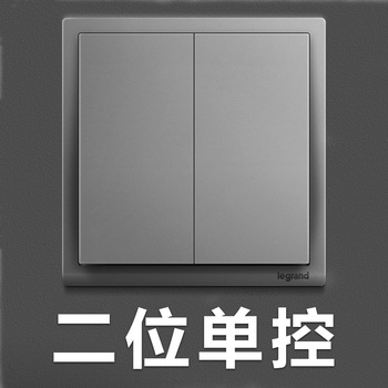 罗格朗开关 二开单控开关面板 朗淳S深砂银 86型
