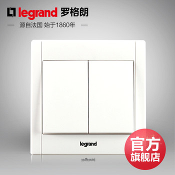 羅格朗開關 插座面板 美涵白色   二開單控  墻壁電源  86型  美涵白色