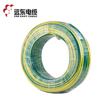 遠東電纜黃綠BV6平方國標家裝進戶/空調銅芯電線單芯單股硬線 100米